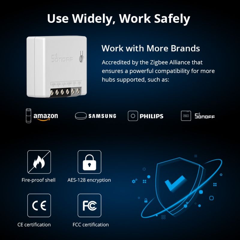 Smart Home Wifi Hub - Interrupteur intelligent miniature Zigbee SONOFF ZBminir2,