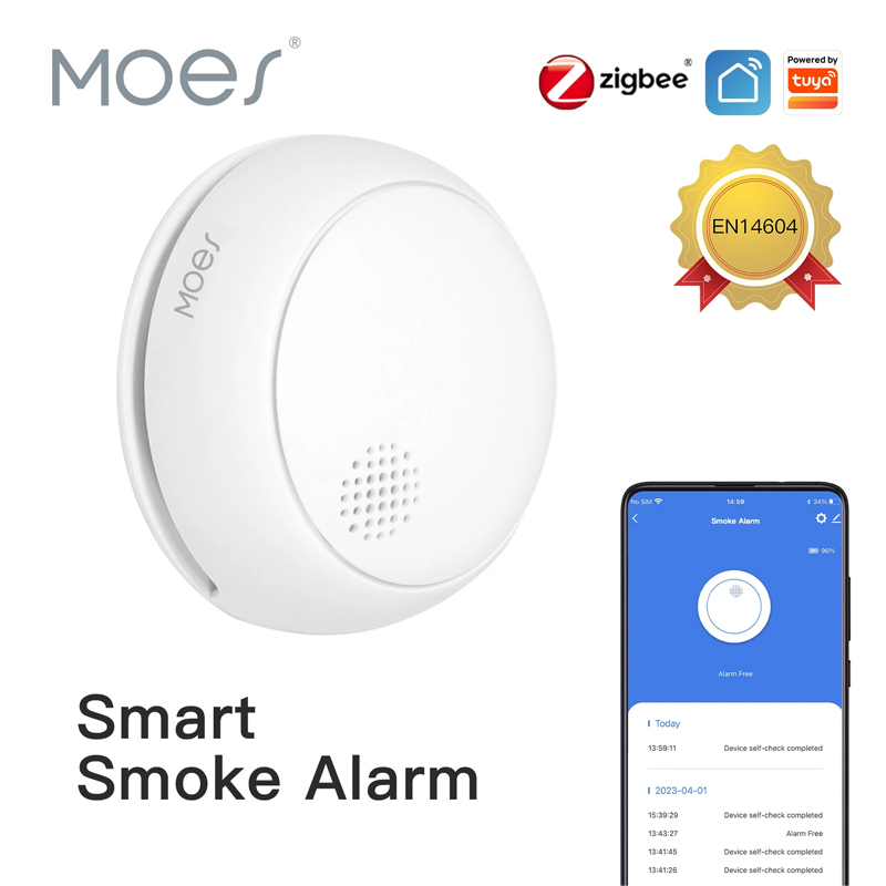 Smart Home Moes - Détecteur de fumée intelligent sans fil