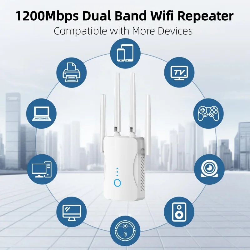 Smart Home Network - Répéteur WiFi double bande 1200 Mbps,
